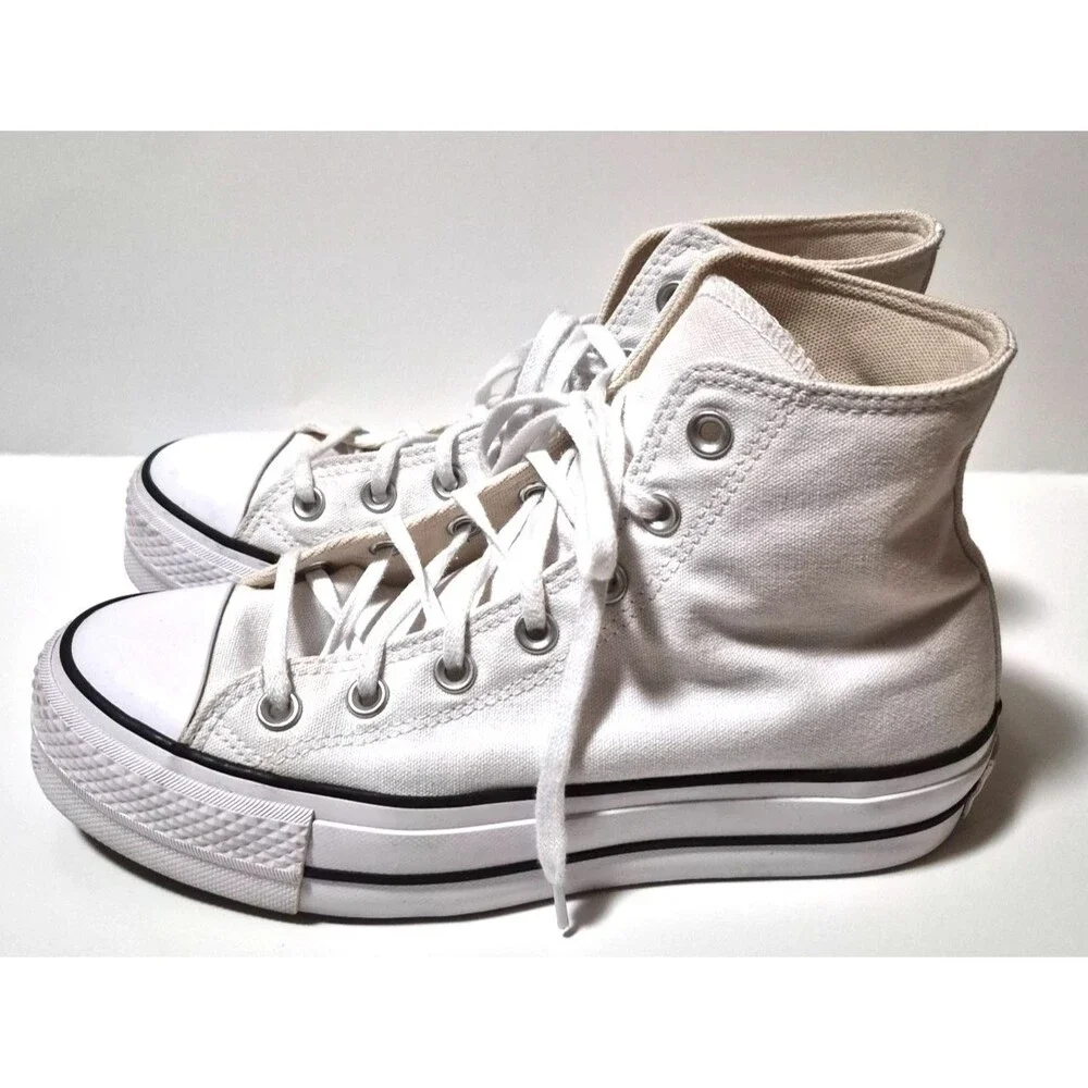 Converse Women's Chuck Taylor White Platform High Tops Athletic Canvas Shoes 8
